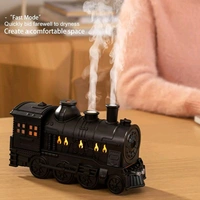 Portable Mini Humidifier, 300ml Retro Train Humidifier for Bedroom, Living Room, Office Ultrasonic Magic Train Humidifier, 2 Spray / Night Light Modes, Long-lasting Miniaturization