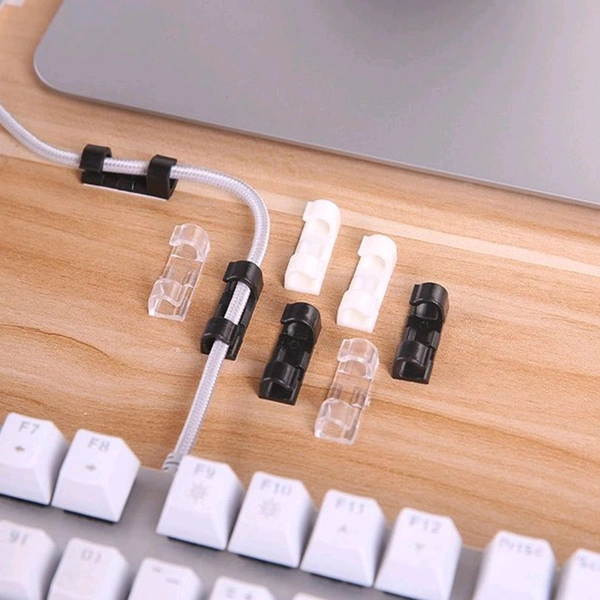 Plastic Clips Stronger Adhesive Tape | Cable Manager | Wire Manager | Wire Clamp | Wire Clips for Cable| Cable Organizer Cord Holder | Cord Clips for Car, Office and Home - Pack Of 20