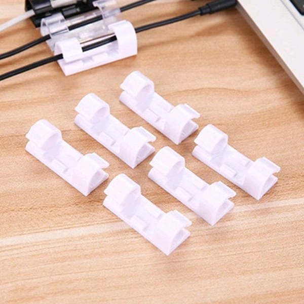 Plastic Clips Stronger Adhesive Tape | Cable Manager | Wire Manager | Wire Clamp | Wire Clips for Cable| Cable Organizer Cord Holder | Cord Clips for Car, Office and Home - Pack Of 20