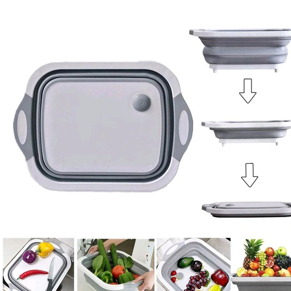 3in1 Multi-Function Portable Foldable Chopping Board, Dish Rack, Washing Bowl & Draining Basket