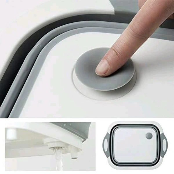 3in1 Multi-Function Portable Foldable Chopping Board, Dish Rack, Washing Bowl & Draining Basket