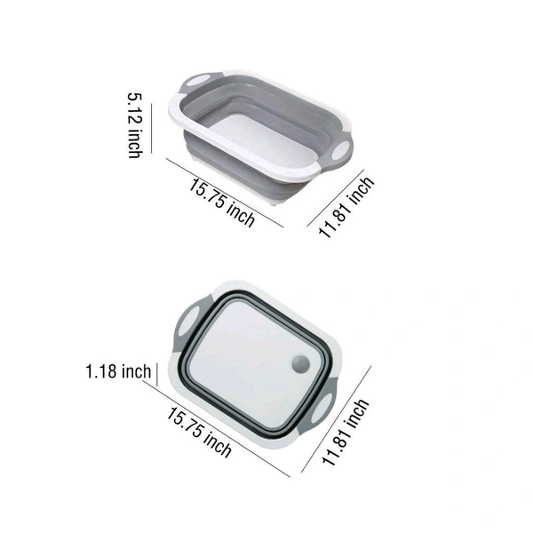 3in1 Multi-Function Portable Foldable Chopping Board, Dish Rack, Washing Bowl & Draining Basket
