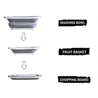 3in1 Multi-Function Portable Foldable Chopping Board, Dish Rack, Washing Bowl & Draining Basket