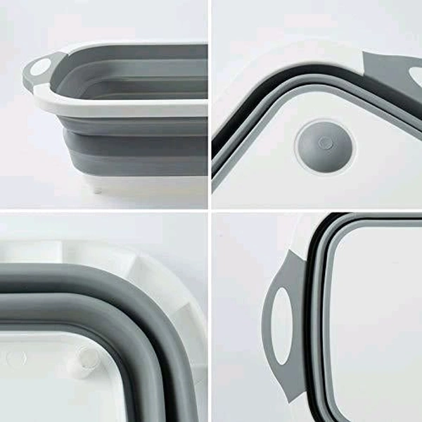 3in1 Multi-Function Portable Foldable Chopping Board, Dish Rack, Washing Bowl & Draining Basket