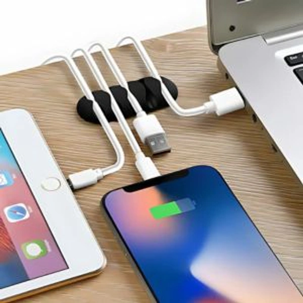 Cable Clips Cord Holder Set 5 Pcs – Adhesive Cable Organizer for Charging Stations, Desktop, Laptop, Mobile, Earphones, Wall-Mounted Plug Management, Multi-Purpose Sticky Stoppers