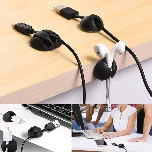 Cable Clips Cord Holder Set 5 Pcs – Adhesive Cable Organizer for Charging Stations, Desktop, Laptop, Mobile, Earphones, Wall-Mounted Plug Management, Multi-Purpose Sticky Stoppers