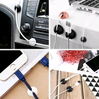 Cable Clips Cord Holder Set 5 Pcs – Adhesive Cable Organizer for Charging Stations, Desktop, Laptop, Mobile, Earphones, Wall-Mounted Plug Management, Multi-Purpose Sticky Stoppers