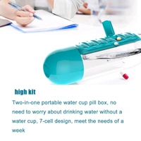 Water Bottle Portable Pill Insertion Organizer Water Bottle With Built-In Daily Vitamin Holder Supplement Organizer Case (Multicolored), 600 ML