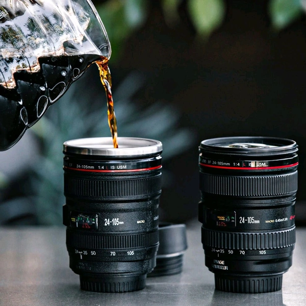 Camera Lens Shaped Coffee Mug With Lid camera cup, 350ml