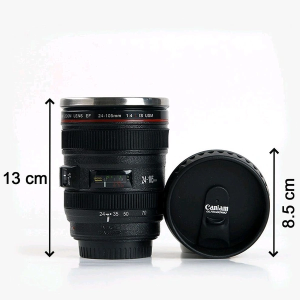 Camera Lens Shaped Coffee Mug With Lid camera cup, 350ml