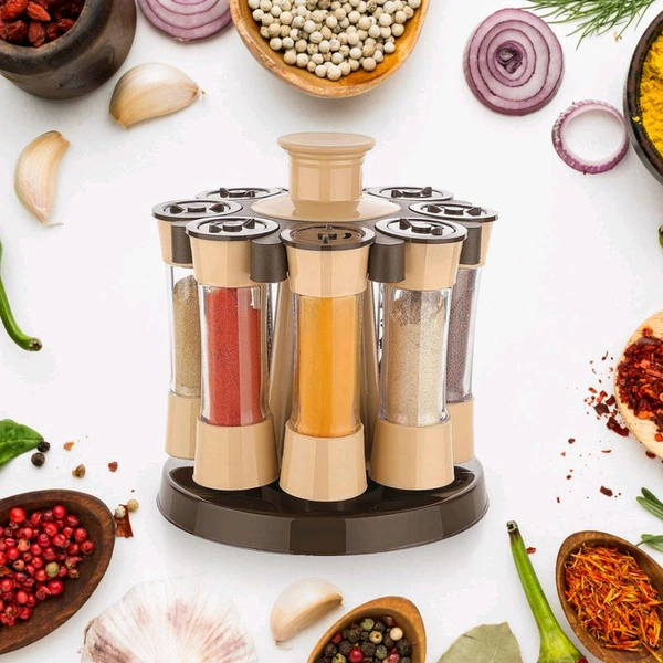 Revolving Spice Rack for Kitchen and Dining Table, 8 Spice jars with 120 ml Approx, Condiment Set, Herb Seasoning Organizer (8 Pcs Set)
