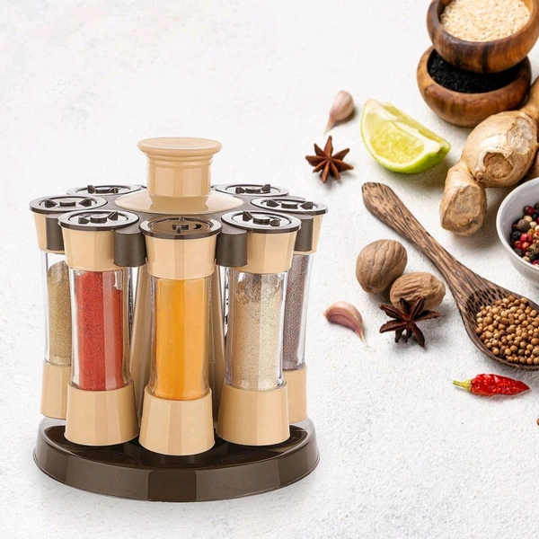 Revolving Spice Rack for Kitchen and Dining Table, 8 Spice jars with 120 ml Approx, Condiment Set, Herb Seasoning Organizer (8 Pcs Set)
