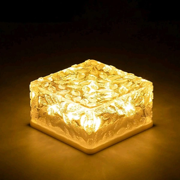 Solar Ice Cube Shaped Garden Light, Ice Cube Shaped Garden Warm Light Outdoor Solar Garden Decorative Lights for Walkway Pathway Backyard Christmas Decoration Parties - 1