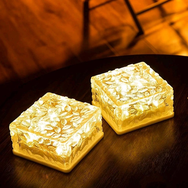 Solar Ice Cube Shaped Garden Light, Ice Cube Shaped Garden Warm Light Outdoor Solar Garden Decorative Lights for Walkway Pathway Backyard Christmas Decoration Parties - 1