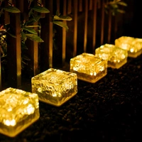 Solar Ice Cube Shaped Garden Light, Ice Cube Shaped Garden Warm Light Outdoor Solar Garden Decorative Lights for Walkway Pathway Backyard Christmas Decoration Parties - 2