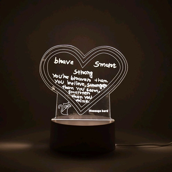 Creative Visualization Lamp 3 D Acrylic Decorative Lamp for Creative Keeps Notes Drawing Table Lamp With Pen for Home Decor / Bedroom / Gift / Office Decoration / Erasable Board (1 pc)