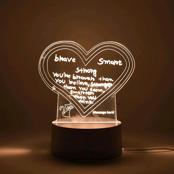 Creative Visualization Lamp 3 D Acrylic Decorative Lamp for Creative Keeps Notes Drawing Table Lamp With Pen for Home Decor / Bedroom / Gift / Office Decoration / Erasable Board (1 pc)