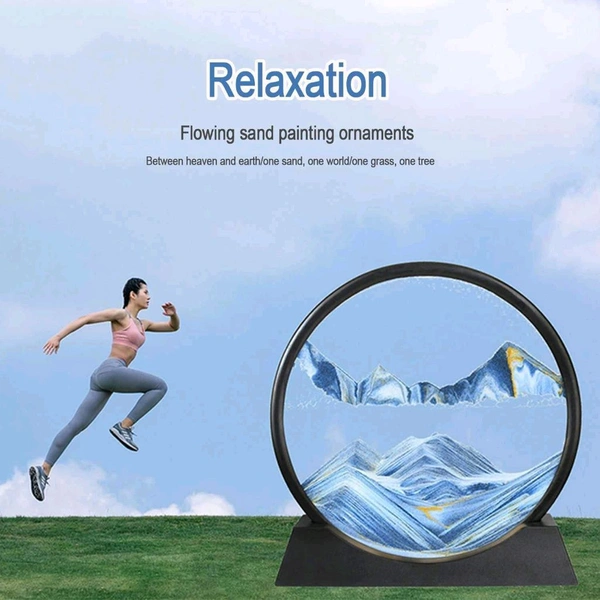 3D Moving Sand Art – Liquid Motion Deep Sea Sandscape in Round Glass Frame