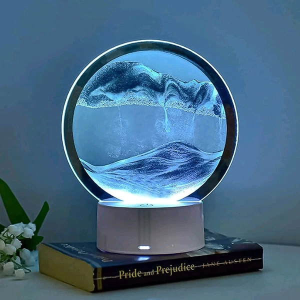 3D Deep Sea Landscape Liquid Motion Display with LED Light | Moving Sand Frame Relaxing Desktop Home Decor (1 Pc)