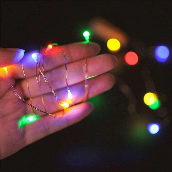 Multicolour 2AA Battery Powered, Waterproof, Copper Wire String Fairy Lights with 30 LEDs Warm White 3 Meter, for Diwali, Christmas, Valentine's Day, and Decorations