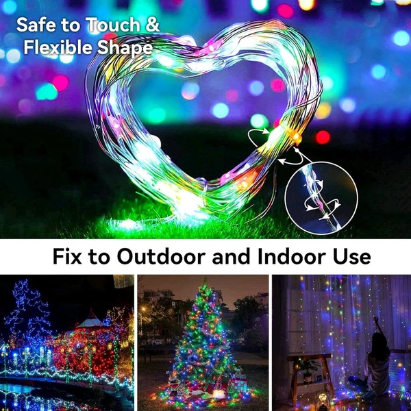 Multicolour 2AA Battery Powered, Waterproof, Copper Wire String Fairy Lights with 30 LEDs Warm White 3 Meter, for Diwali, Christmas, Valentine's Day, and Decorations