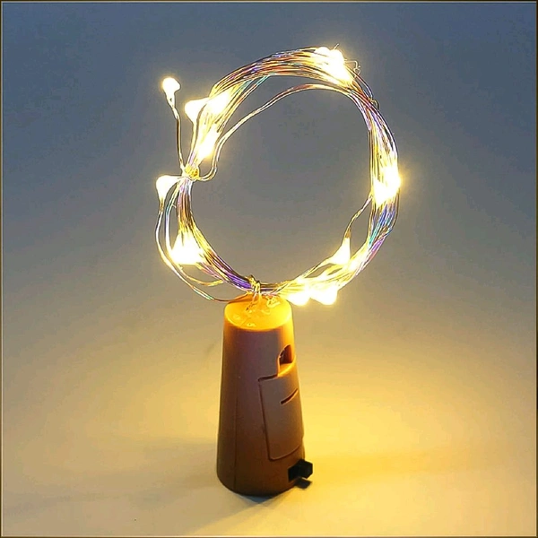 Wine Bottle Cork String Light | Multi LED / 2M Cable Length Copper Wire Battery Operated for New Year, Indoor Outdoor Light Decoration for Home Birthday Party (Warm white / 2 Pc)