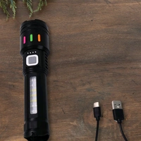 LED Torch High Lumens Fast Charging Flashlight / Torch with Far & Near Zoom Lighting Modes Waterproof Torches, Zoomable Long Shot Flashlight for Hiking, Camping USB Chargeable Flashlight / Torch Light (1 Pc)