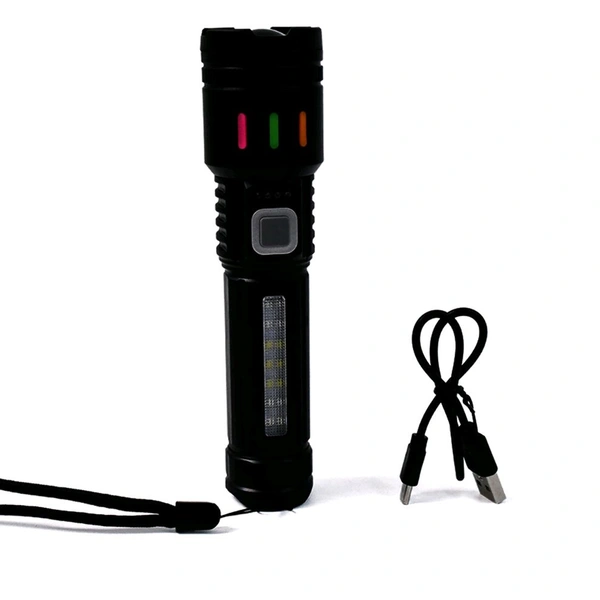 LED Torch High Lumens Fast Charging Flashlight / Torch with Far & Near Zoom Lighting Modes Waterproof Torches, Zoomable Long Shot Flashlight for Hiking, Camping USB Chargeable Flashlight / Torch Light (1 Pc)