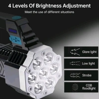 Outdoor Portable Camping Fishing Flashlight / Torch Multi-Mode High Brightness Lantern COB 7LED Hand Light USB Rechargeable Light with Side Light High Power LED Flashlight Powerful (1 Pc)