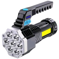 Outdoor Portable Camping Fishing Flashlight / Torch Multi-Mode High Brightness Lantern COB 7LED Hand Light USB Rechargeable Light with Side Light High Power LED Flashlight Powerful (1 Pc)