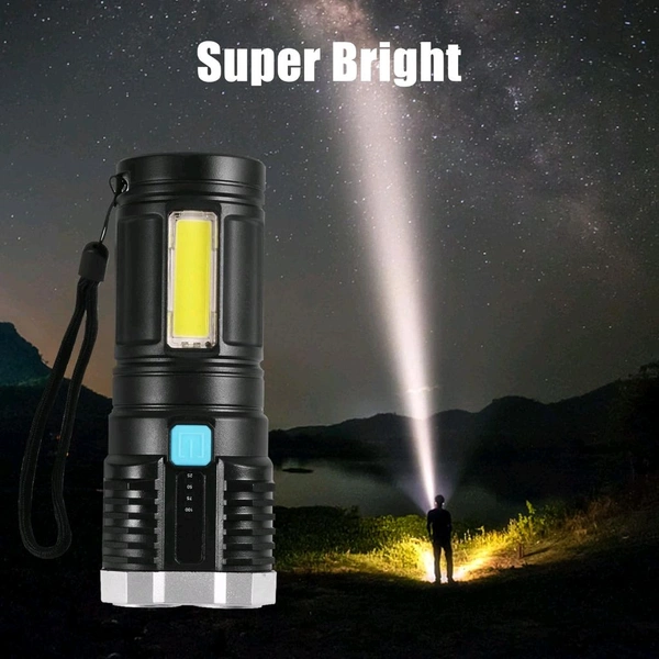 Multifunctional 4-LED Rechargeable Torch – 800 Lumens, Long-Range Beam & COB Light