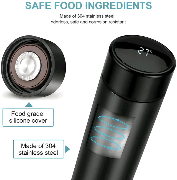 Vacuum Insulated Water Bottle with LED Temperature Display (1 Pc / Multicolor)