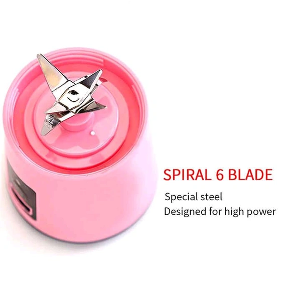 Multi-Purpose Portable USB Electric Juicer 6-Blades, Protein Shaker, Blender Mixer Cup (380 ML)
