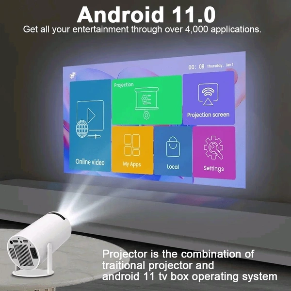 HY300A Smart Android Projector – 2GB RAM | 16GB ROM - 1 Month Cybzone Warranty