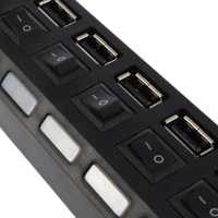 USB Splitter Multi Port USB 2.0 Hub, 7 Port with Independent On/Off Switch and LED Indicators USB A Port Data Hub, Suitable for PC Computer Keyboard Laptop Mobile HDD, Flash Drive Etc