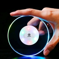 Colorful LED Cocktail Coaster, Round Ultra-Thin LED Drink Coaster Luminous Coaster, Non-Slip & Waterproof Transparent Beer Beverage Coasters for Club, Bar, Party Wedding Halloween (1 Pc)
