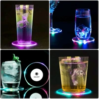 Colorful LED Cocktail Coaster, Round Ultra-Thin LED Drink Coaster Luminous Coaster, Non-Slip & Waterproof Transparent Beer Beverage Coasters for Club, Bar, Party Wedding Halloween (1 Pc)
