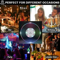 Colorful LED Cocktail Coaster, Round Ultra-Thin LED Drink Coaster Luminous Coaster, Non-Slip & Waterproof Transparent Beer Beverage Coasters for Club, Bar, Party Wedding Halloween (1 Pc)
