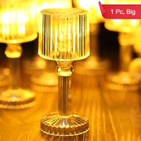 LED Table Lamp Portable Crystal White Glass Plastic Lamps for Restaurant, Outdoor, Office, Lamp, Show-piece Festival New Year Diwali Gift Decoration Home Decor Party Big Acrylic LED Desk Lamps Battery Powered (1 Pc / Big)
