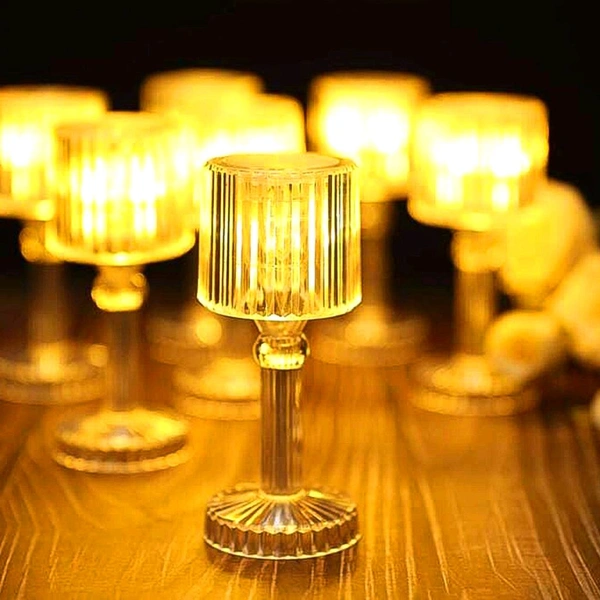 LED Table Lamp Portable Crystal White Glass Plastic Lamps for Restaurant, Outdoor, Office, Lamp, Show-piece Festival New Year Diwali Gift Decoration Home Decor Party Mini Acrylic LED Desk Lamps Battery Powered (1 Pc / Small)