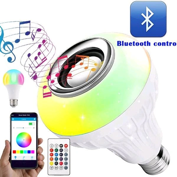 12 W LED Colorful Light Lamp Bulb with Remote Control & Built-in Speaker (Multicolor)
