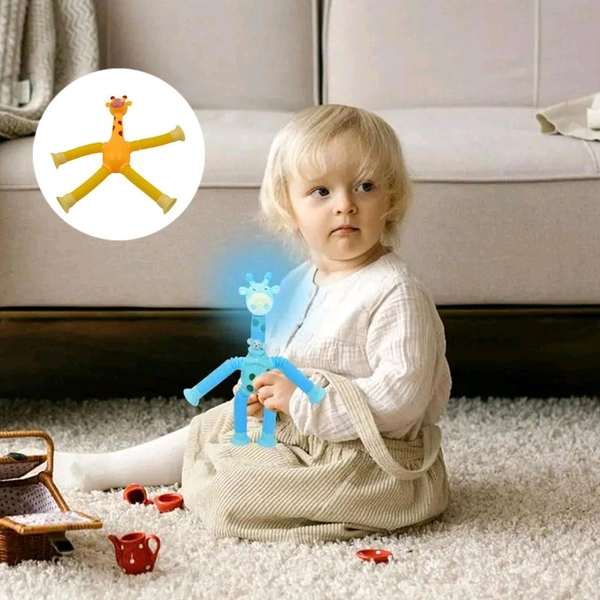 LED Telescopic Suction Cup Giraffe Toy, Tubes Fidget Toys, Shape Changing Telescopic Sensory Tubes Fidget Tubes Sensory Toys Suction Toy, Funny Gift  - 4 Pieces Set