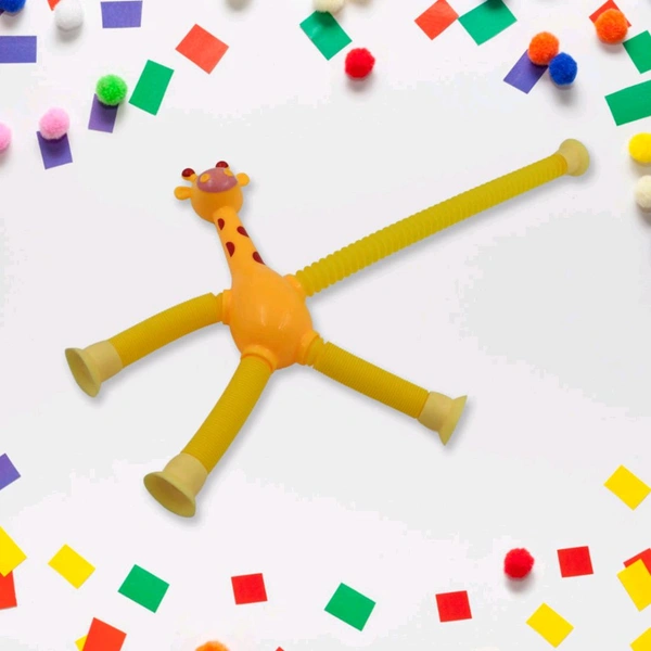 LED Telescopic Suction Cup Giraffe Toy, Tubes Fidget Toys, Shape Changing Telescopic Sensory Tubes Fidget Tubes Sensory Toys Suction Toy, Funny Gift  - 4 Pieces Set