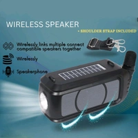 Wireless Bluetooth Speaker 5W High Bass with Wireless Mic / Microphone, LED Torch, Solar Charging, Support USB, TF Card & Adjustable Strap Line in Connectivity Instant Pairing, Portable Speaker for Travel (1 Set)
