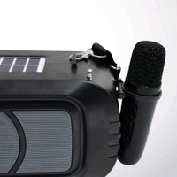 Wireless Bluetooth Speaker 5W High Bass with Wireless Mic / Microphone, LED Torch, Solar Charging, Support USB, TF Card & Adjustable Strap Line in Connectivity Instant Pairing, Portable Speaker for Travel (1 Set)
