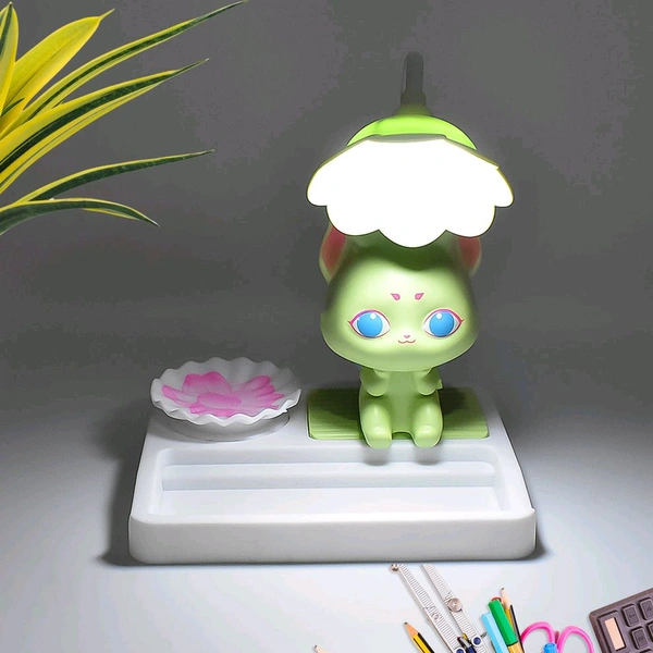 Cute Lovely Cartoon With Base LED Desk Light, LED Lamps Button Control, Portable Flexible, Table Reading Lights for Reading / Relaxation / Bed time On Off Switch Student Study Reading, USB Charging (1 Pc)
