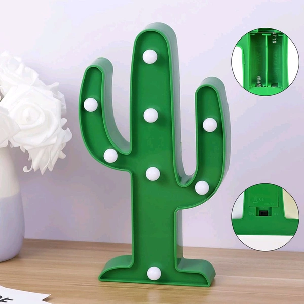 LED Cactus Light, LED Desk Lamp, LED Table Lamp, Night Lamp, for Home, Booking, Night Light, Marker Light Battery Operated Nursery Lamp, Decorative Light for Kid's Room (1 Pc / Battery not Included)
