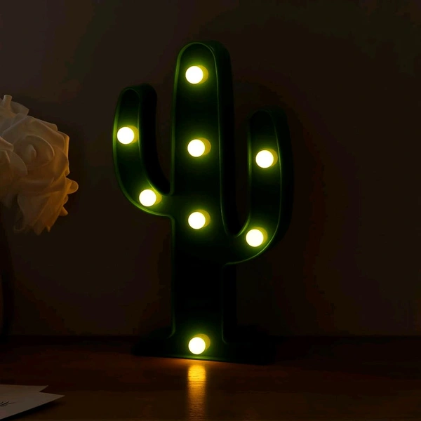 LED Cactus Light, LED Desk Lamp, LED Table Lamp, Night Lamp, for Home, Booking, Night Light, Marker Light Battery Operated Nursery Lamp, Decorative Light for Kid's Room (1 Pc / Battery not Included)
