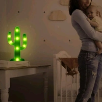 LED Cactus Light, LED Desk Lamp, LED Table Lamp, Night Lamp, for Home, Booking, Night Light, Marker Light Battery Operated Nursery Lamp, Decorative Light for Kid's Room (1 Pc / Battery not Included)
