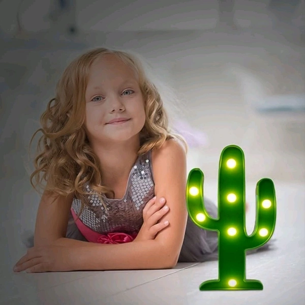 LED Cactus Light, LED Desk Lamp, LED Table Lamp, Night Lamp, for Home, Booking, Night Light, Marker Light Battery Operated Nursery Lamp, Decorative Light for Kid's Room (1 Pc / Battery not Included)
